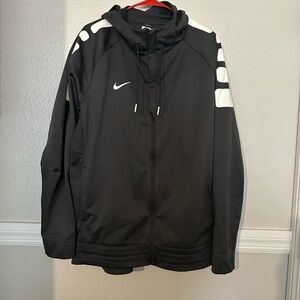 Men’s Nike Black Performance Full-Zip Hooded Jacket with White Accents